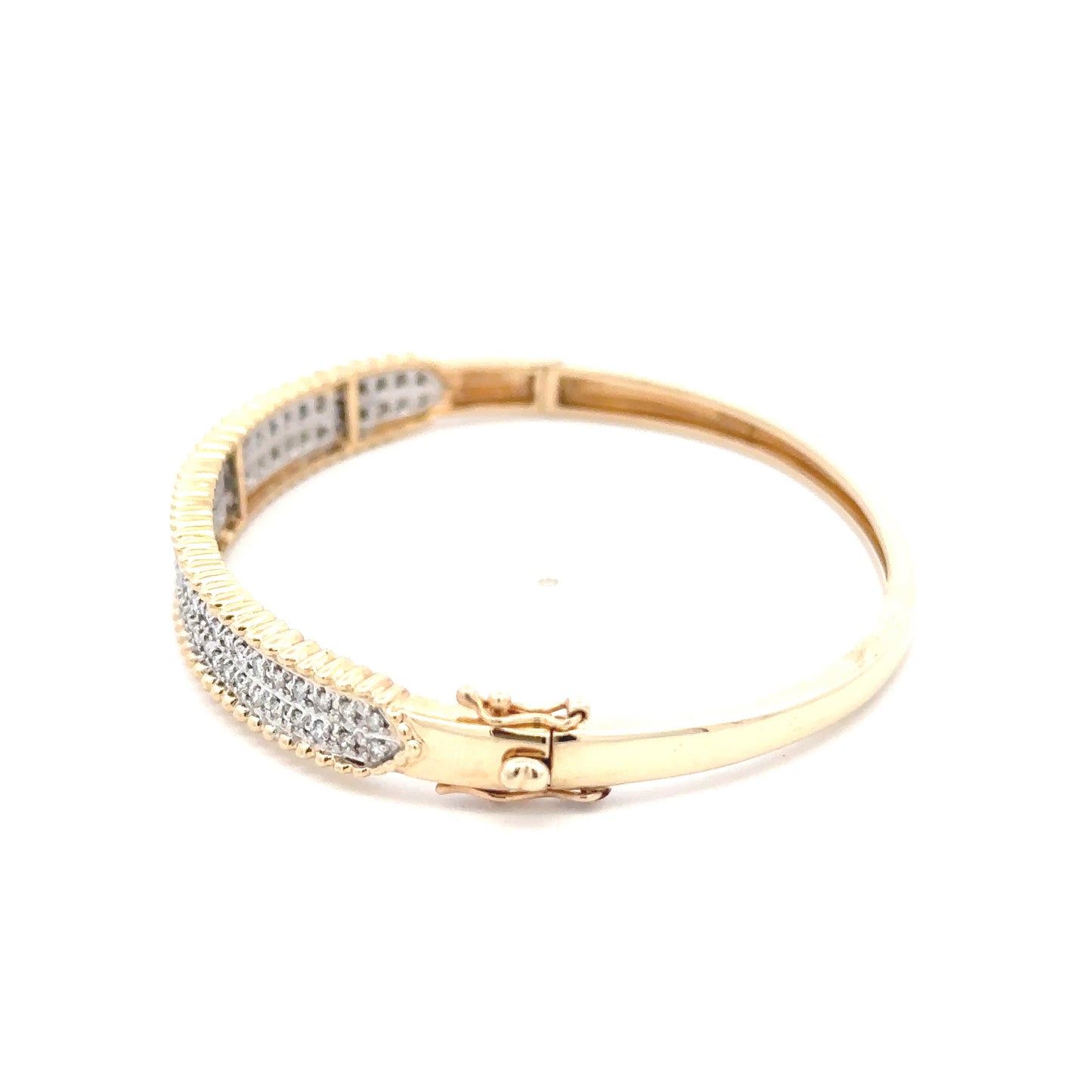 14kt yellow solid gold  diamond bangle bracelet
