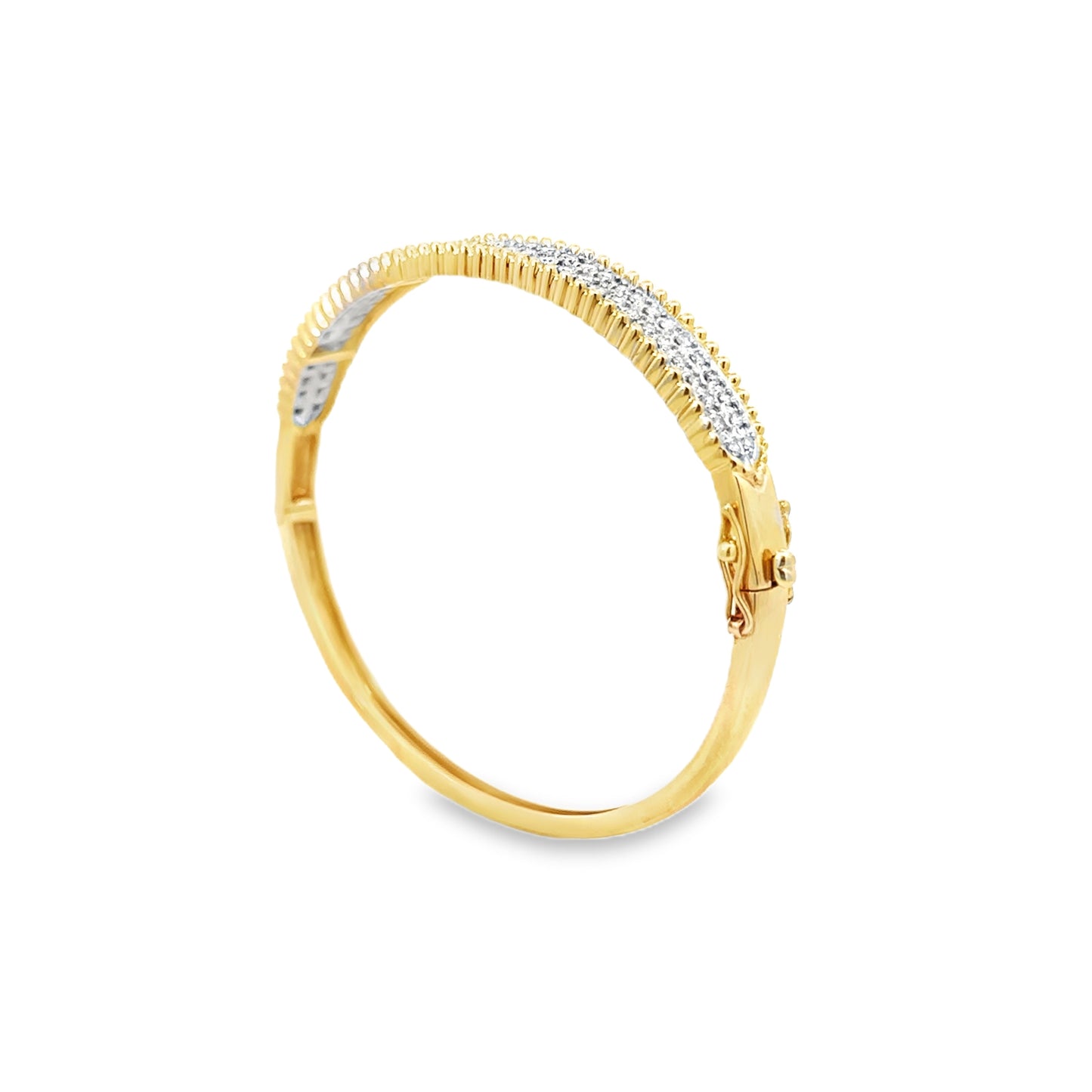 14kt yellow solid gold  diamond bangle bracelet