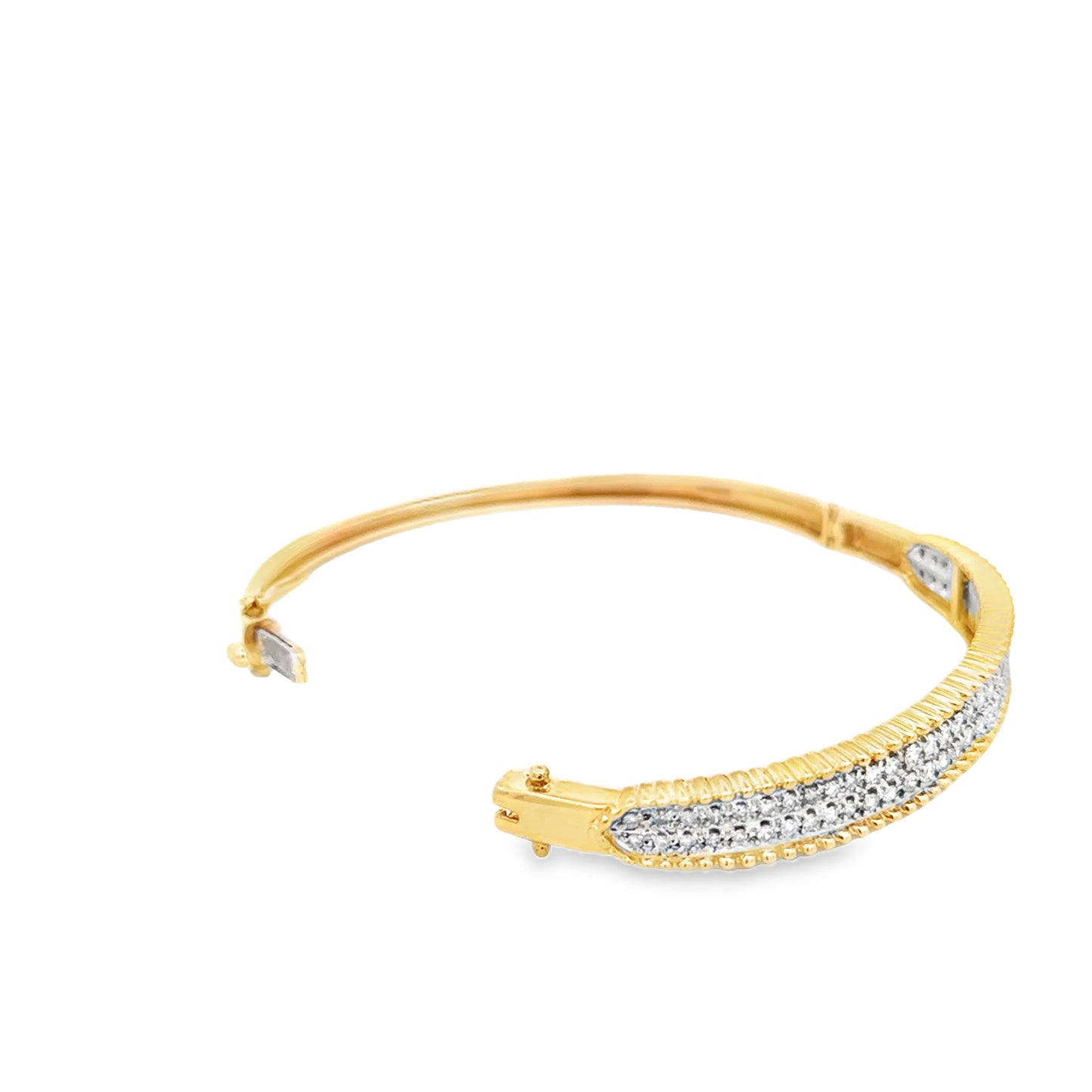 14kt yellow solid gold  diamond bangle bracelet