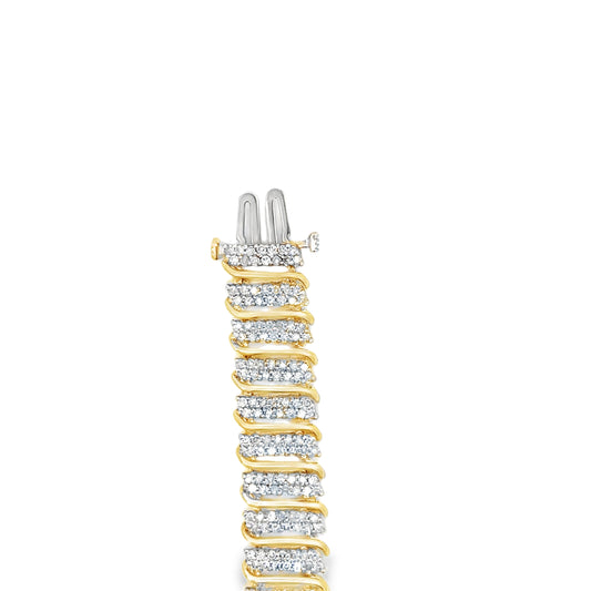 10kt solid yellow  gold diamond tennis bracelet vintage
