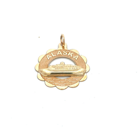 14kt yellow solid gold Alaska charm