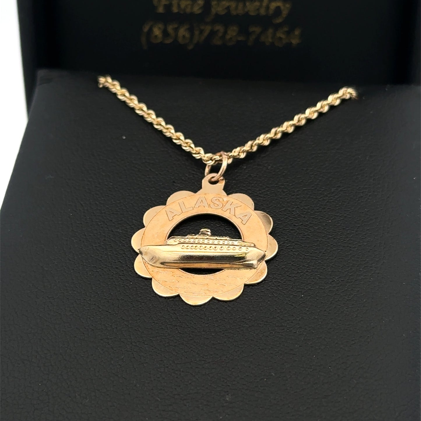 14kt yellow solid gold Alaska charm