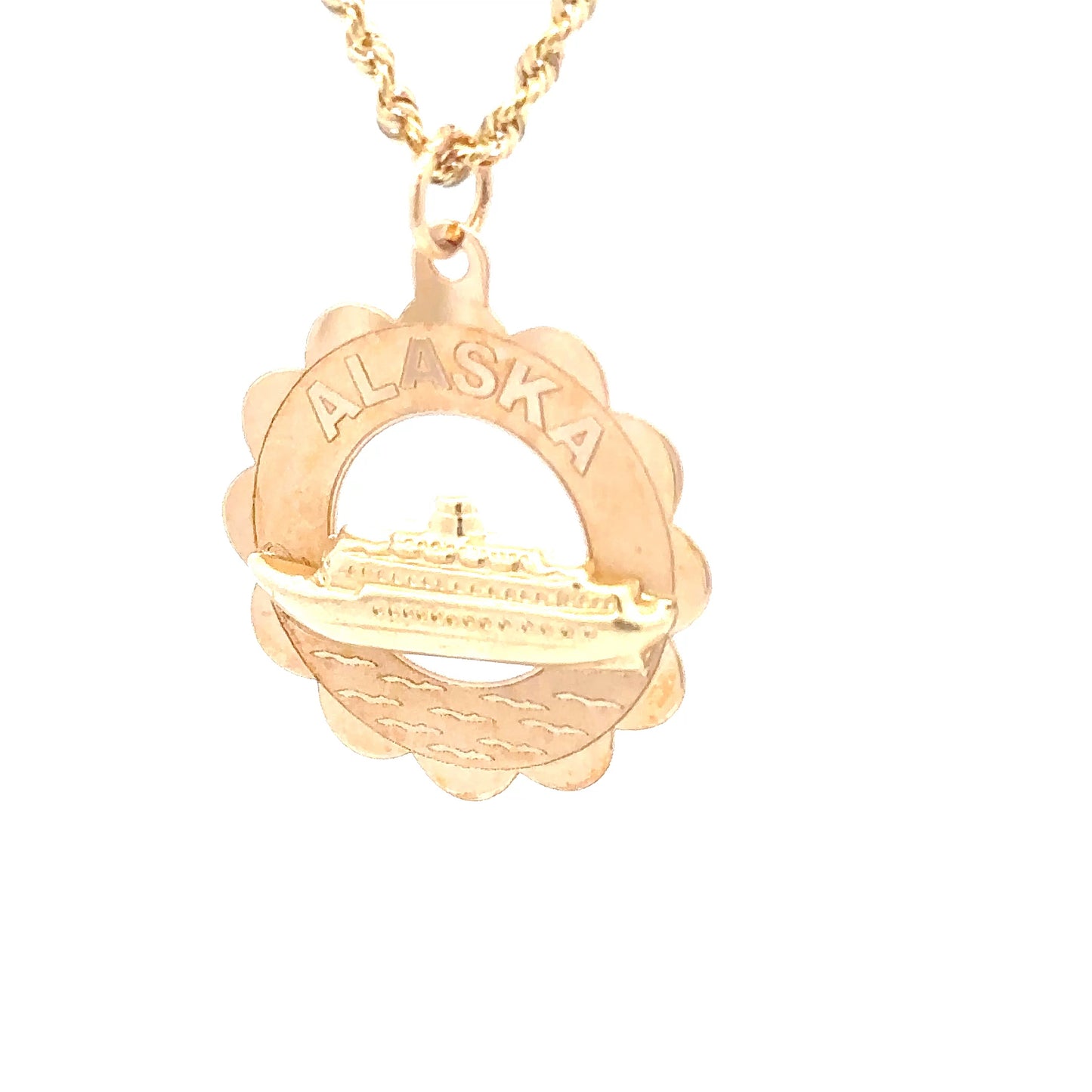 14kt yellow solid gold Alaska charm