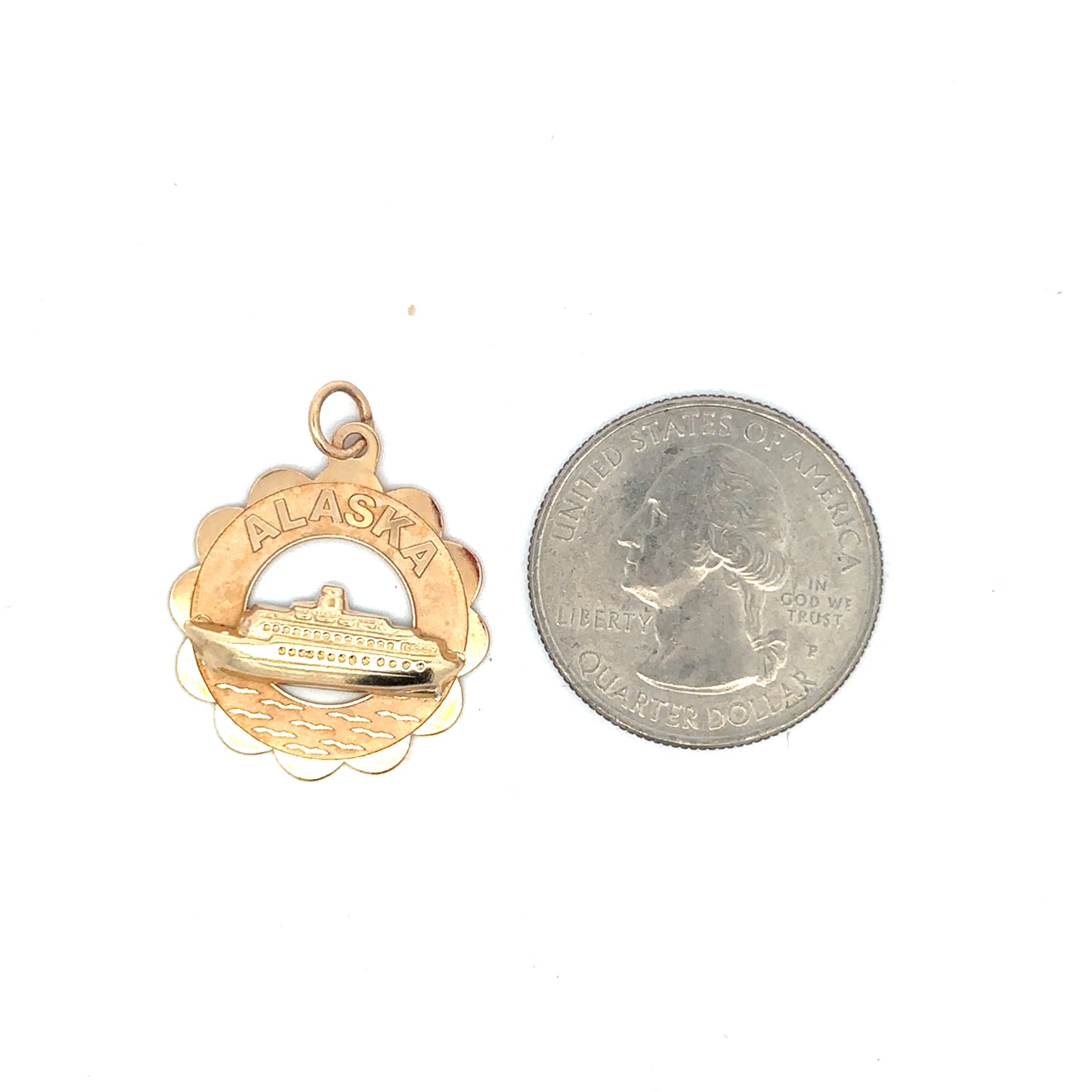 14kt yellow solid gold Alaska charm