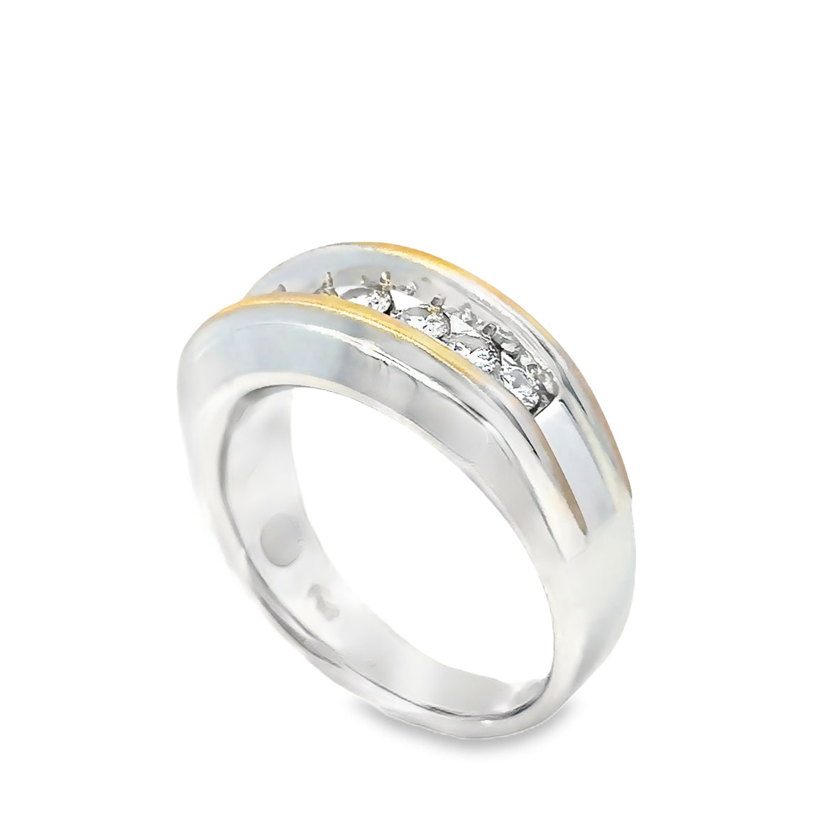 14kt white solid gold diamond men's ring estate