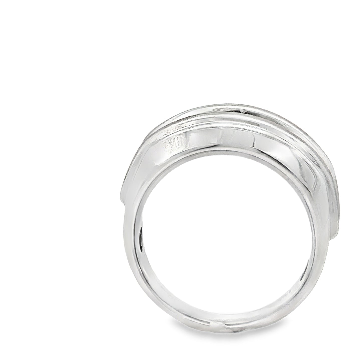 14kt white solid gold diamond men's ring estate