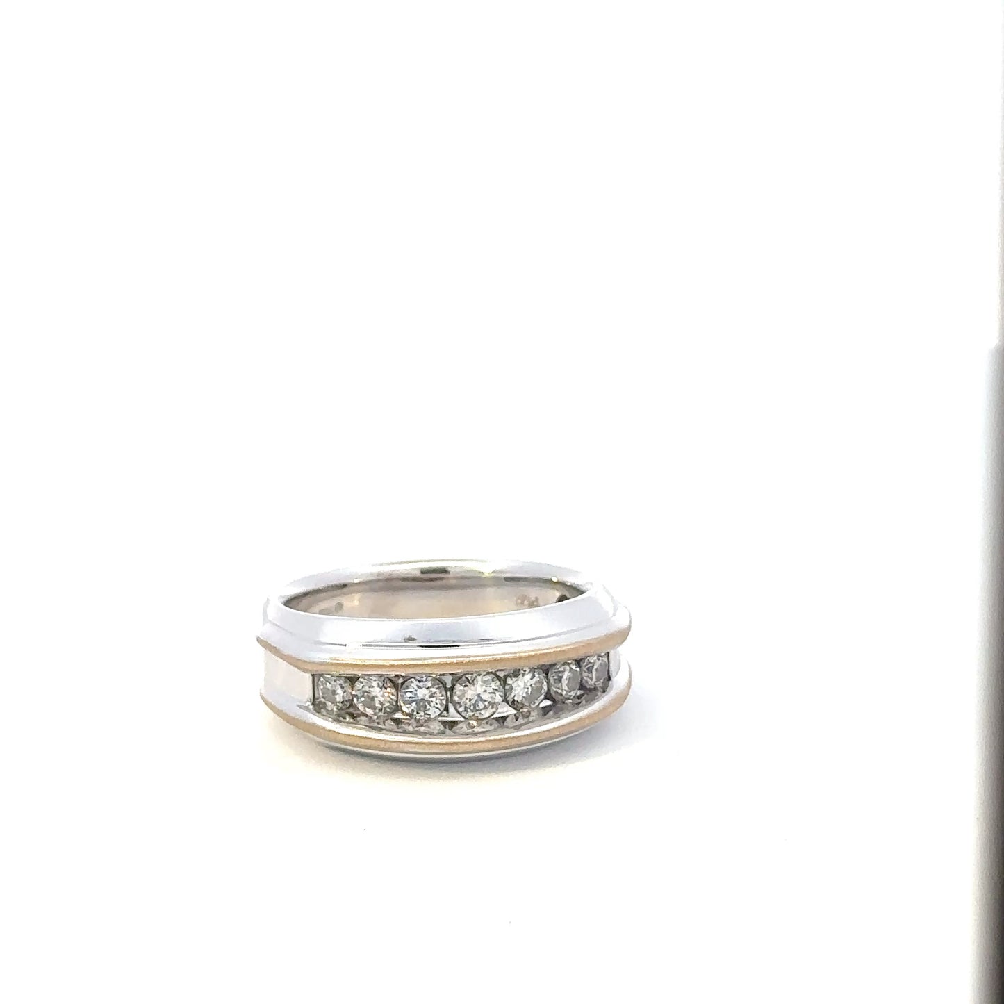 14kt white solid gold diamond men's ring estate