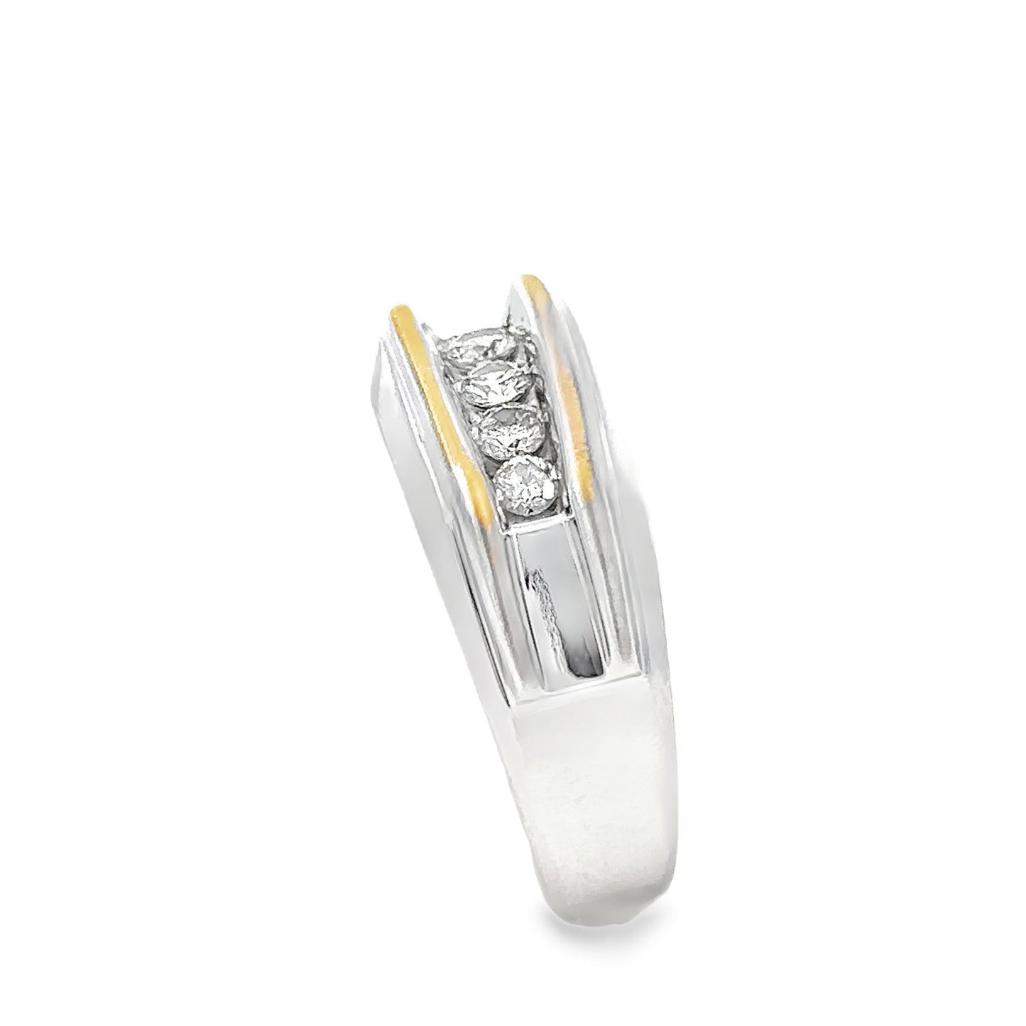14kt white solid gold diamond men's ring estate