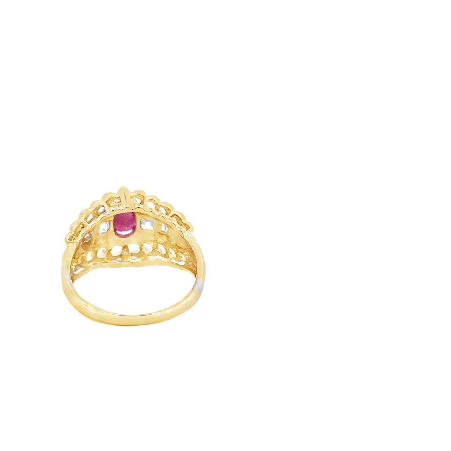 14kt yellow solid gold ruby ring estate