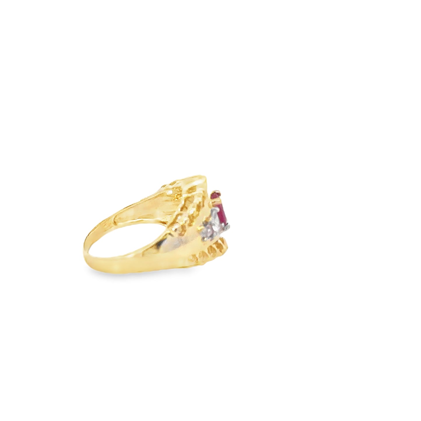 14kt yellow solid gold ruby ring estate