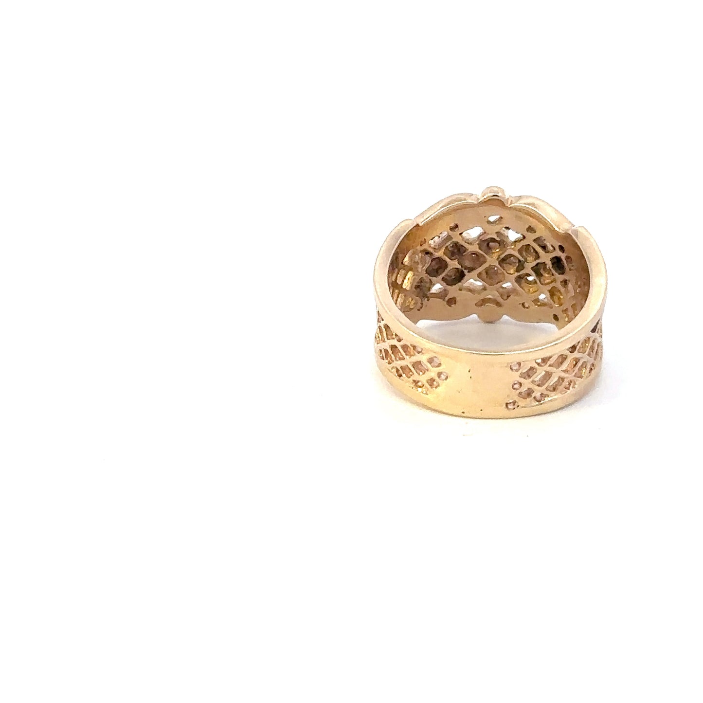 14kt yellow solid gold vintage diamond wide band