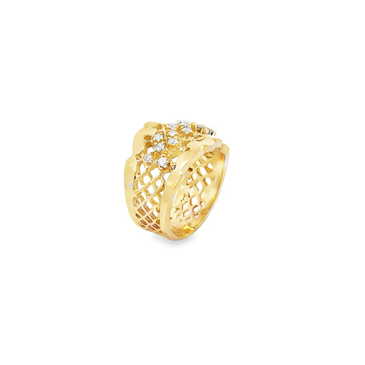 14kt yellow solid gold vintage diamond wide band