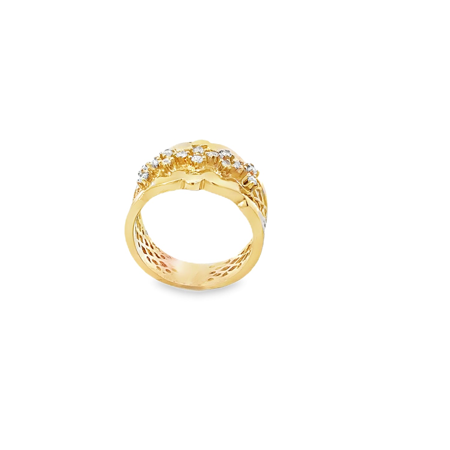 14kt yellow solid gold vintage diamond wide band