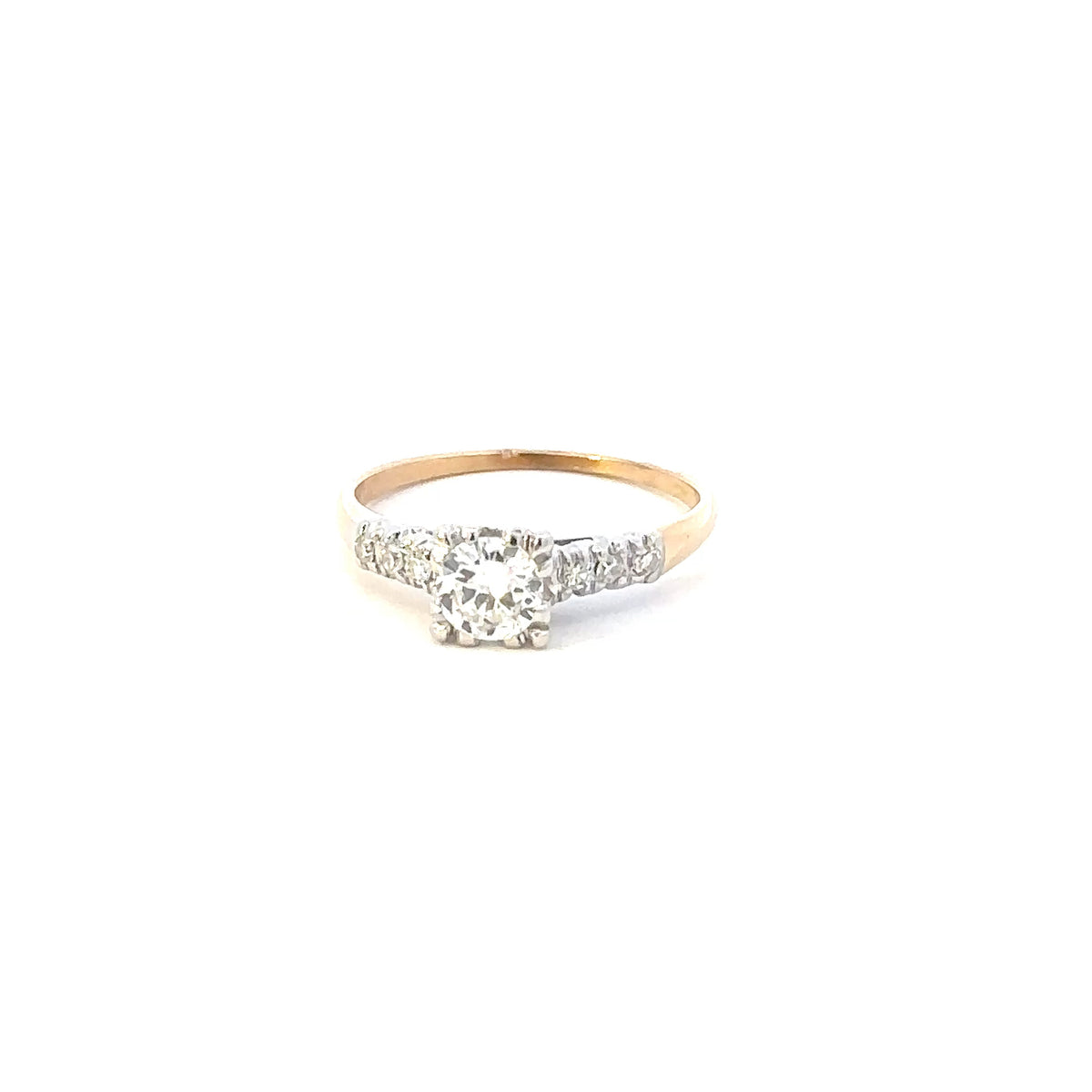 Vintage 14K Two-Tone Gold 0.50 CT Diamond Engagement Ring – 1950s