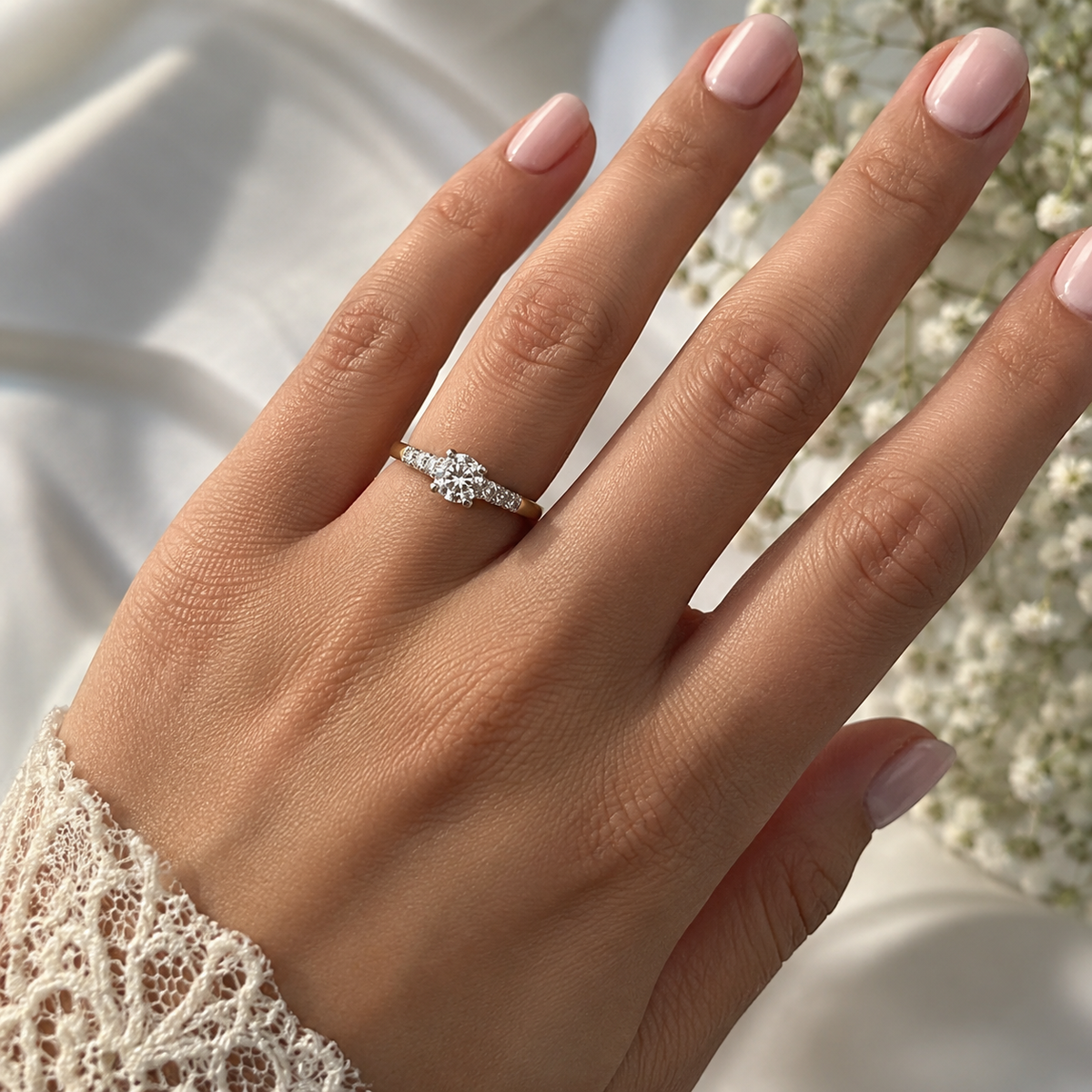 Vintage 14K Two-Tone Gold 0.50 CT Diamond Engagement Ring – 1950s