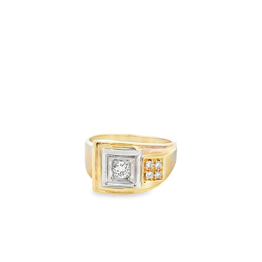Vintage Men’s Diamond Ring – 14K Solid Gold