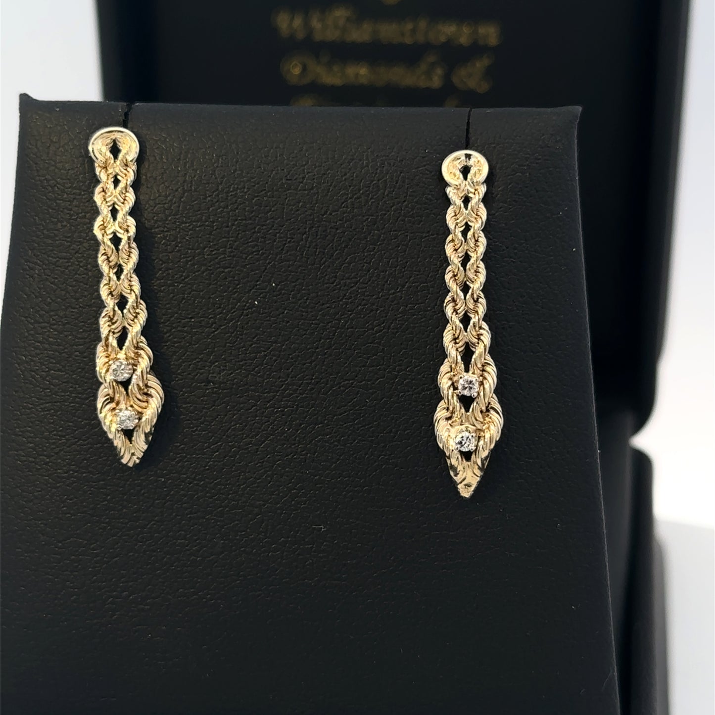 14kt yellow gold vintage rope earrings dangle