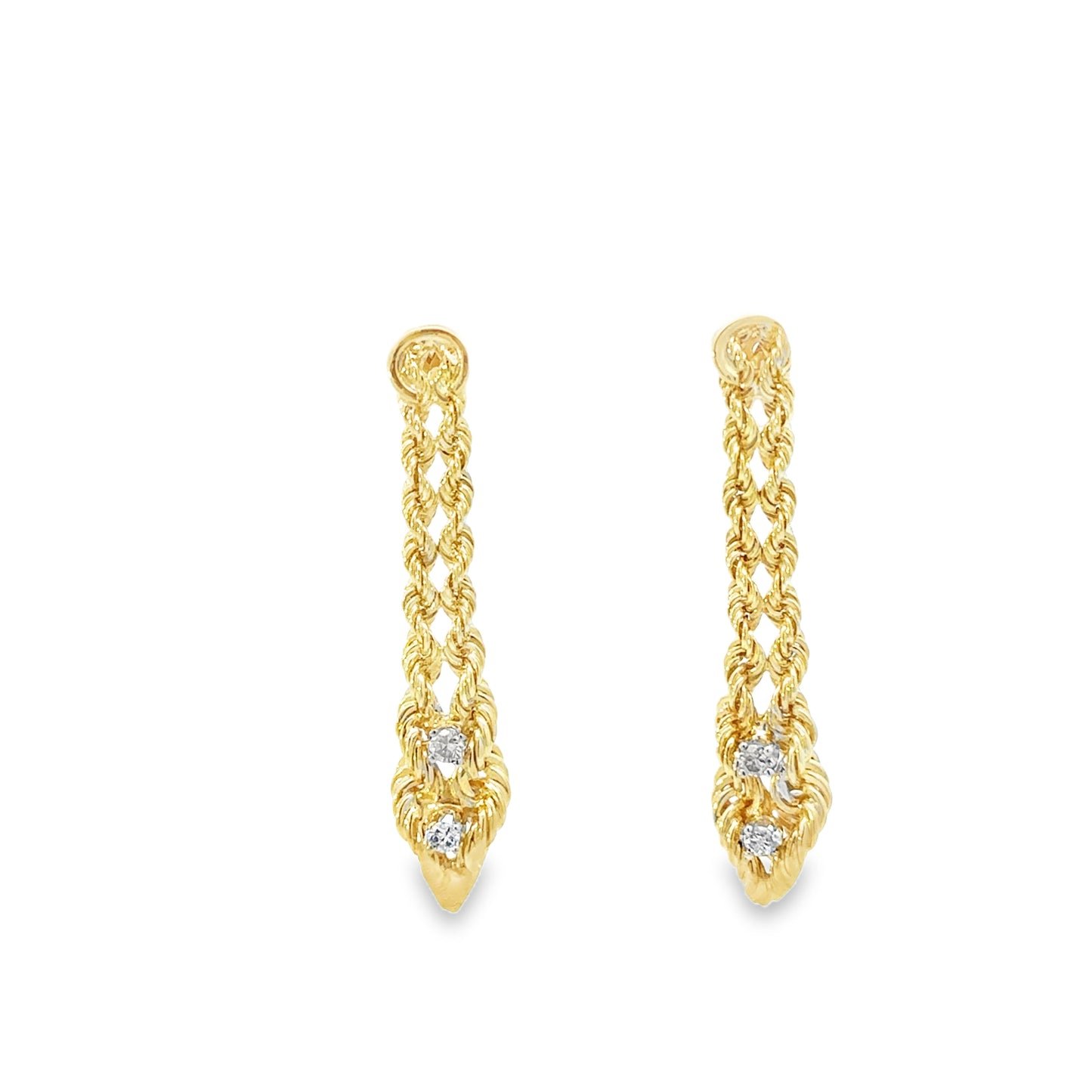 14kt yellow gold vintage rope earrings dangle