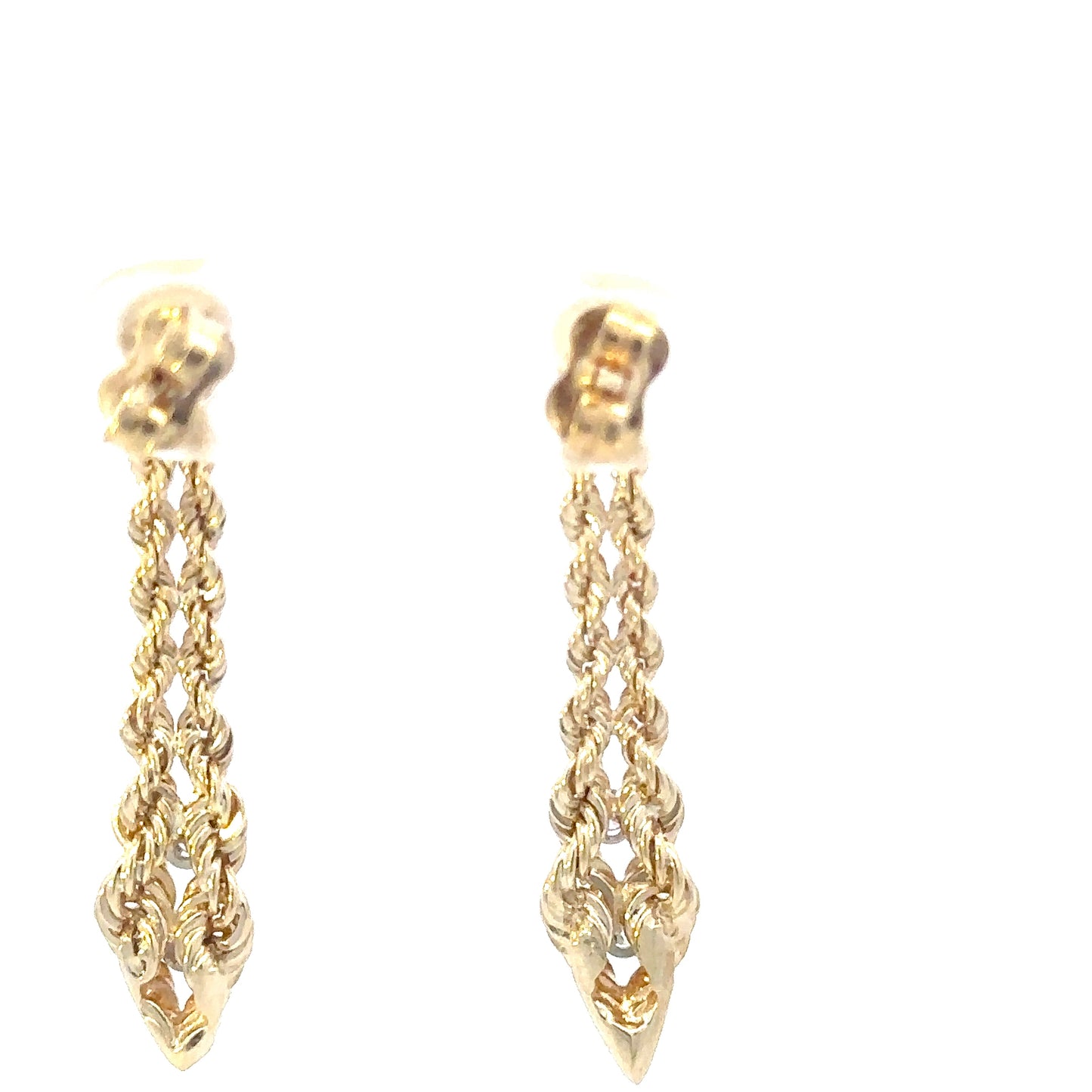 14kt yellow gold vintage rope earrings dangle