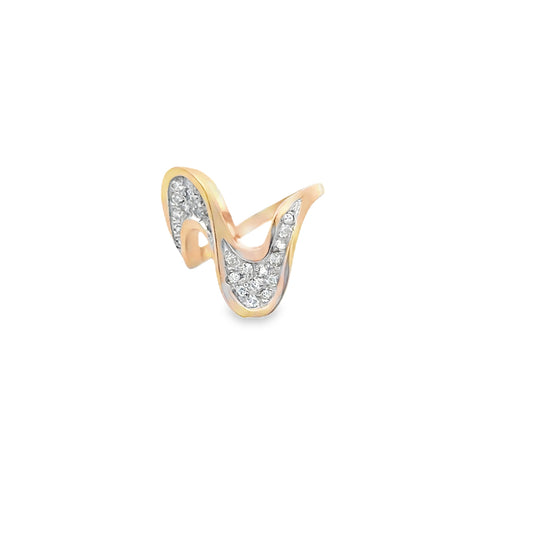 14kt solid yellow gold diamond pave set ring vintage