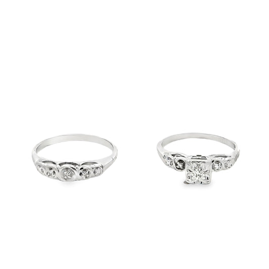 14kt solid white gold ring  vintage bridal set