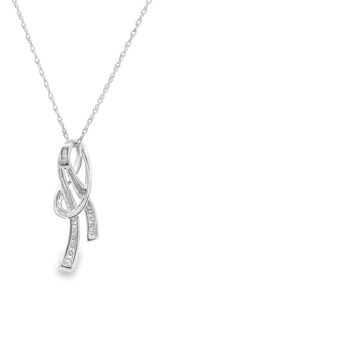10K White Gold Diamond Infinity Pendant Necklace