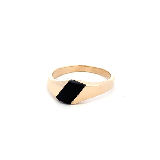 Vintage Men’s 14K Yellow Gold Black Onyx Statement Ring