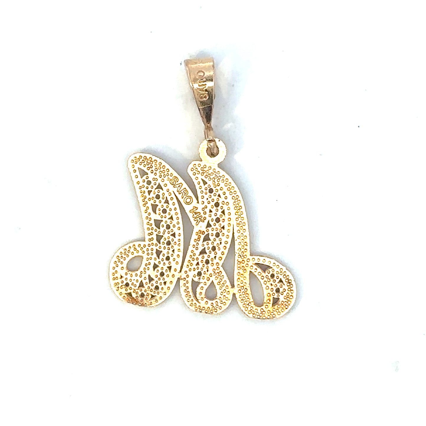 14kt yellow gold initial pendant letter "M"