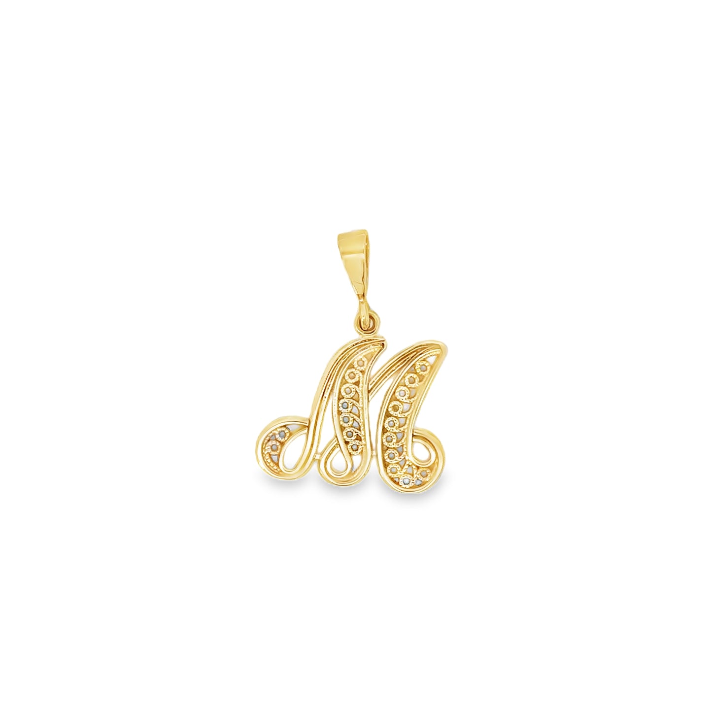 14kt yellow gold initial pendant letter "M"