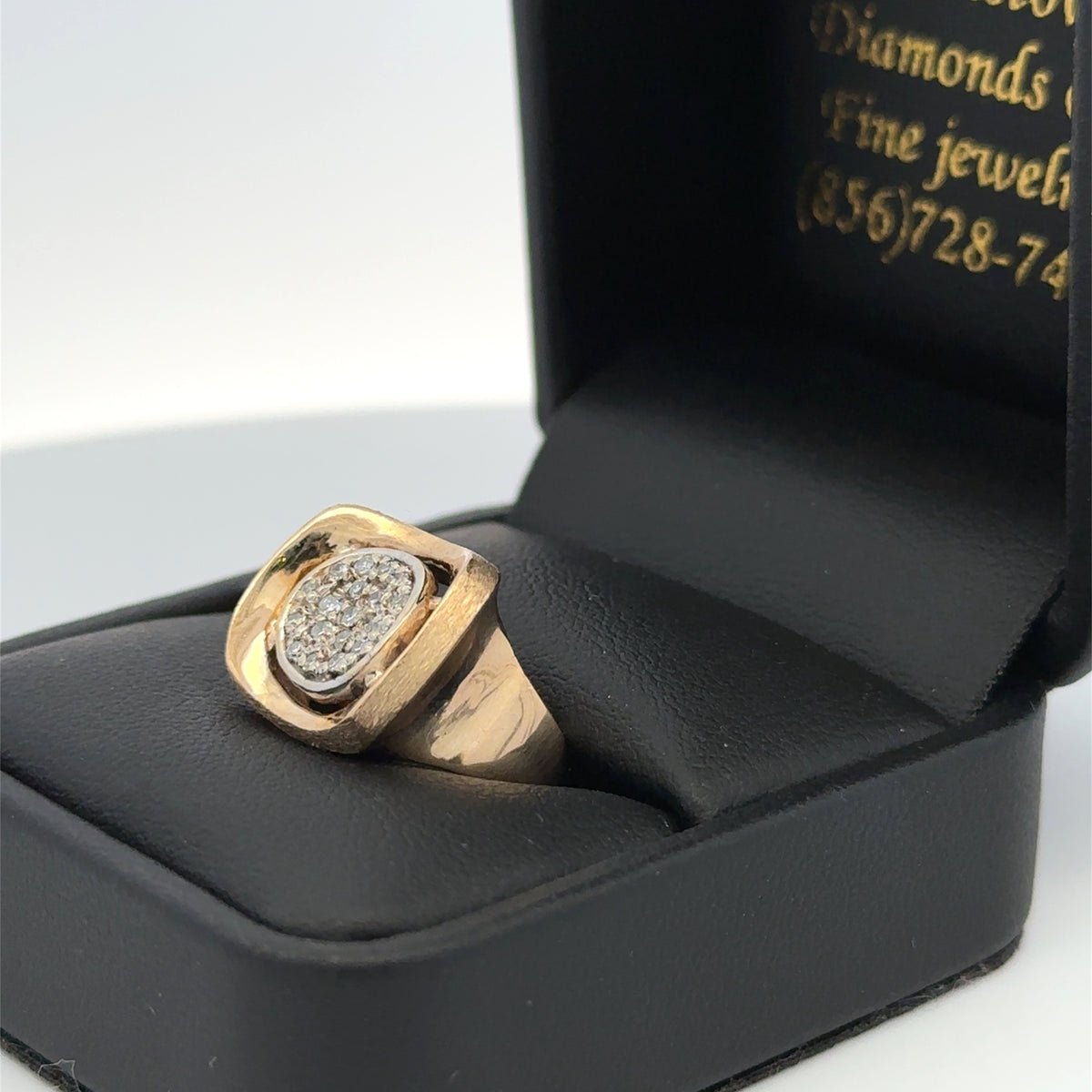 14KT Yellow Gold  Vintage Men's Diamond  Ring - Retro-70's  statement ring