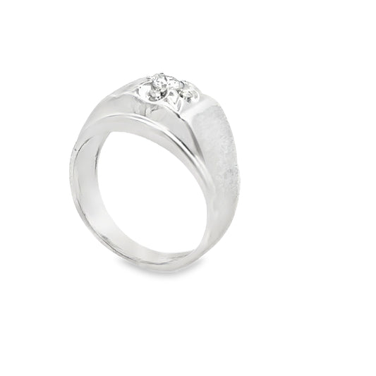 Vintage 14KT solid white Gold Men's Diamond Ring