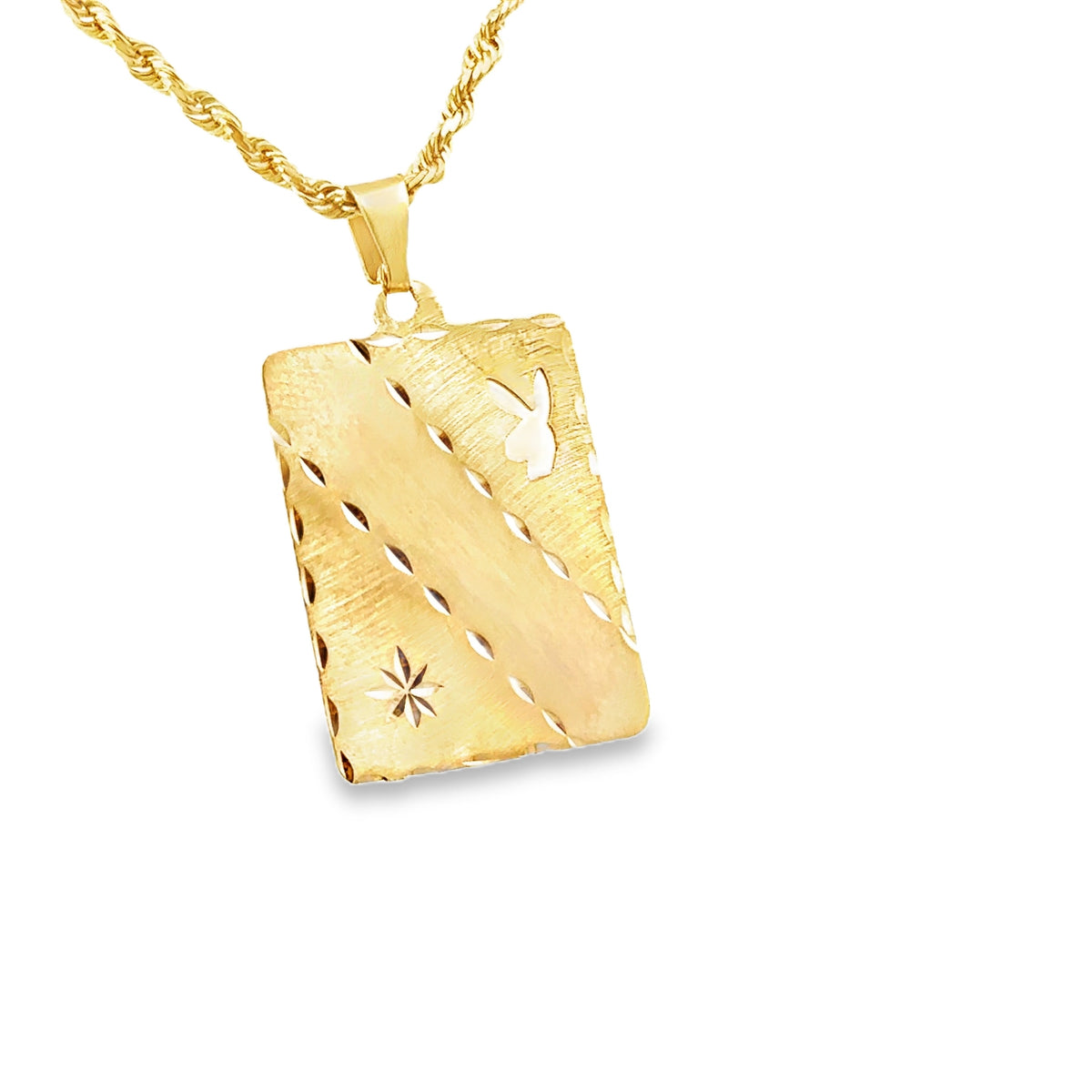 Vintage 14K Yellow Gold Playboy Bunny Dog Tag Pendant | Personalized Engravable Charm