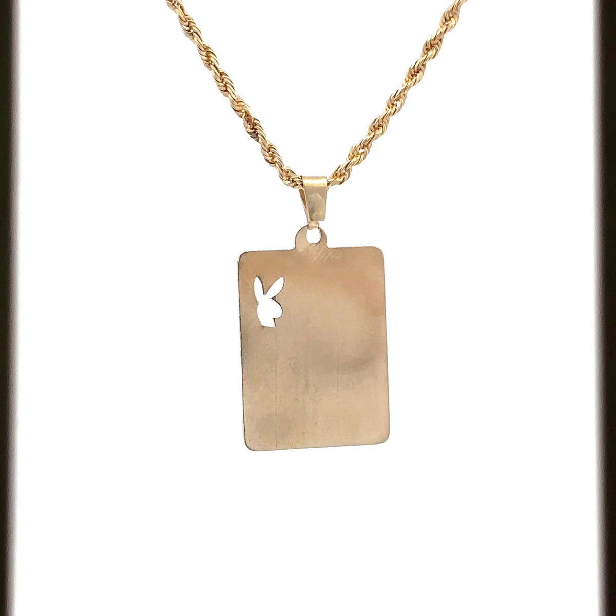 Vintage 14K Yellow Gold Playboy Bunny Dog Tag Pendant | Personalized Engravable Charm