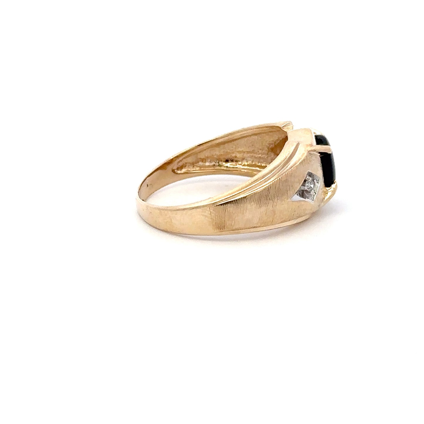 10K Yellow Gold Black Star Sapphire & Diamond Ring – Oval Vintage Statement Ring