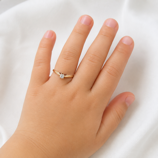 10K Yellow Gold Children's Ring with CZ | Children's Gold Ring | Baptism Christening Birthday Gift