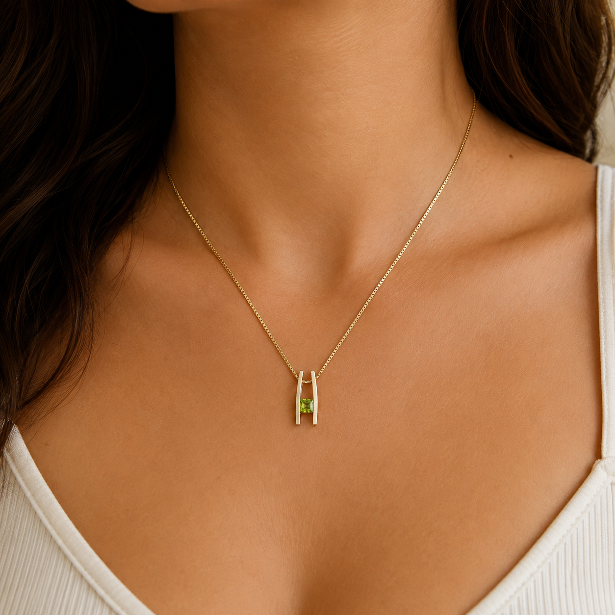 10K Yellow Gold Peridot Pendant – August Birthstone Green Gemstone Charm