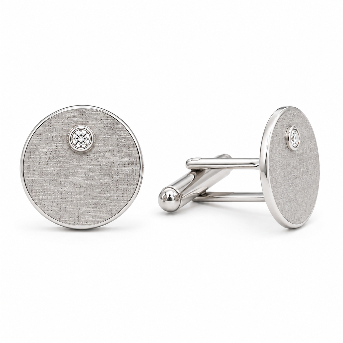 Vintage 14KT White Gold Diamond Cufflinks
