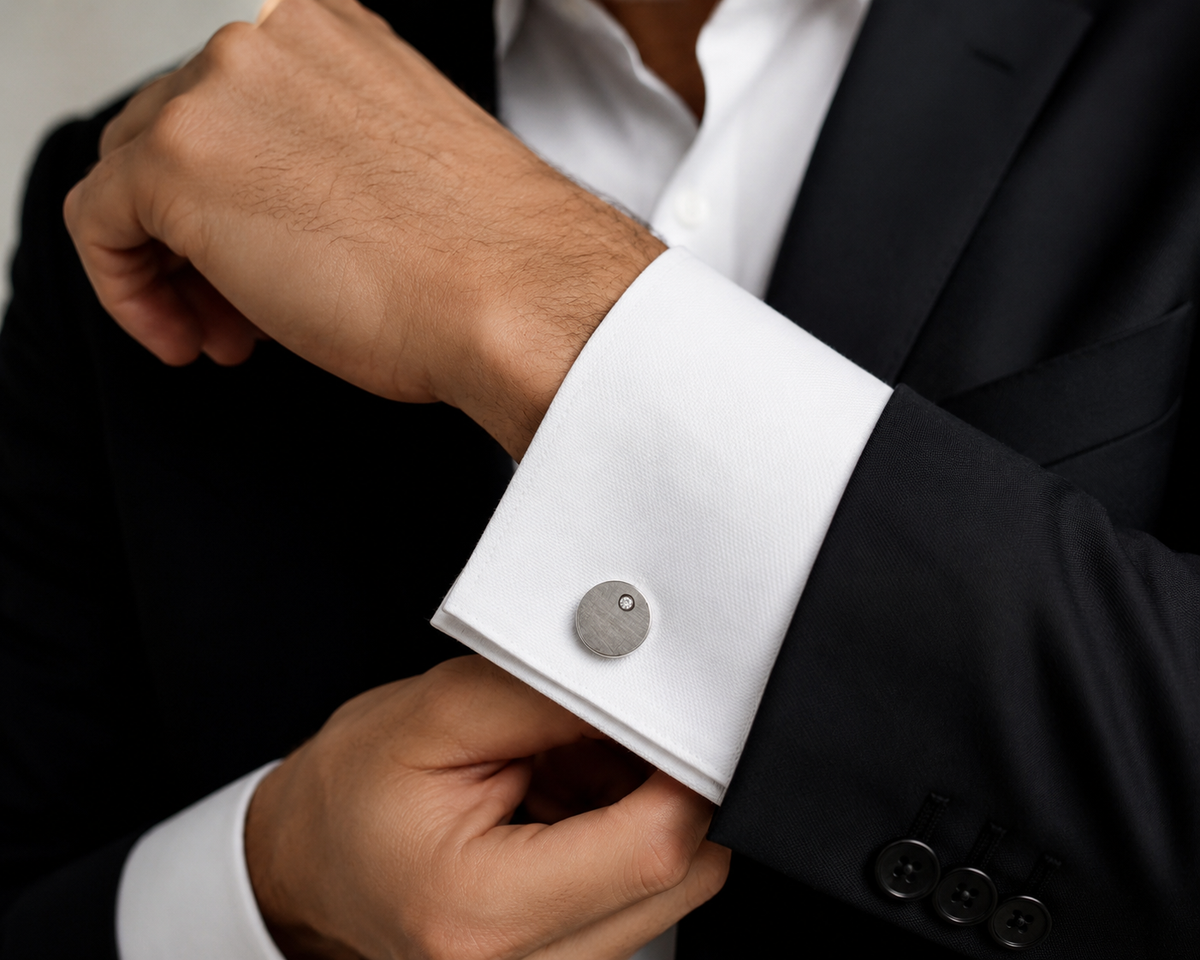 Vintage 14KT White Gold Diamond Cufflinks
