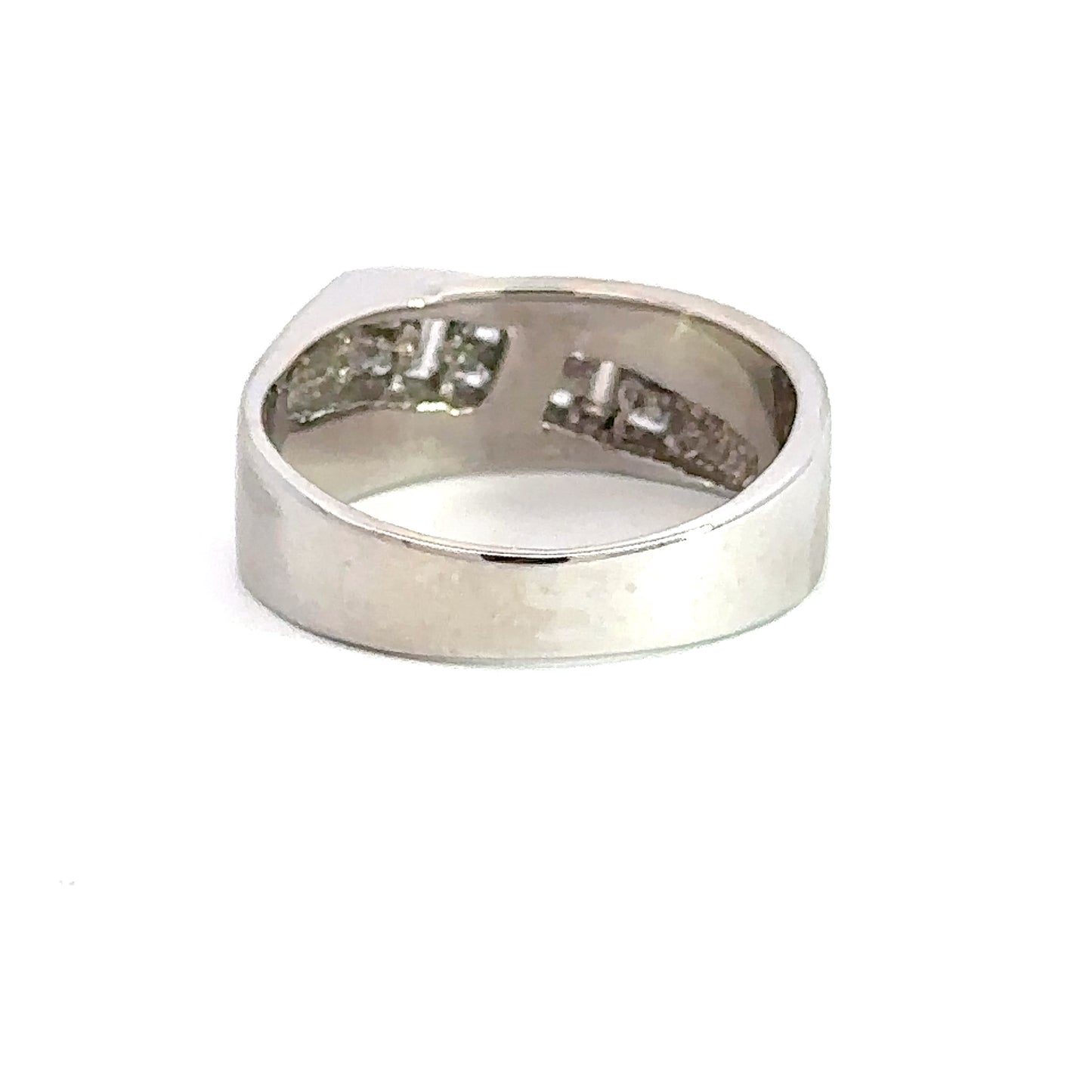 14 kt white solid gold vintage diamond ring