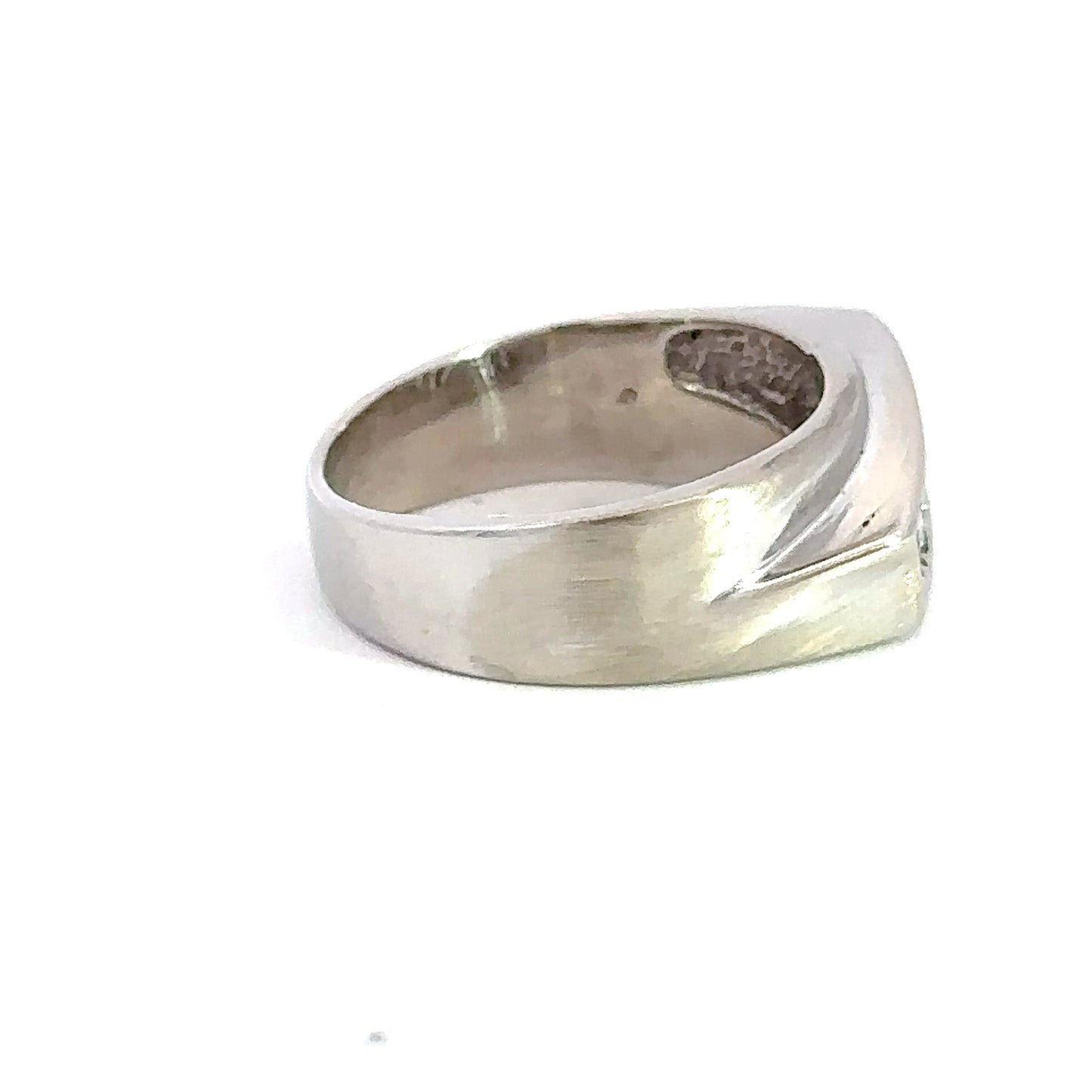 14 kt white solid gold vintage diamond ring