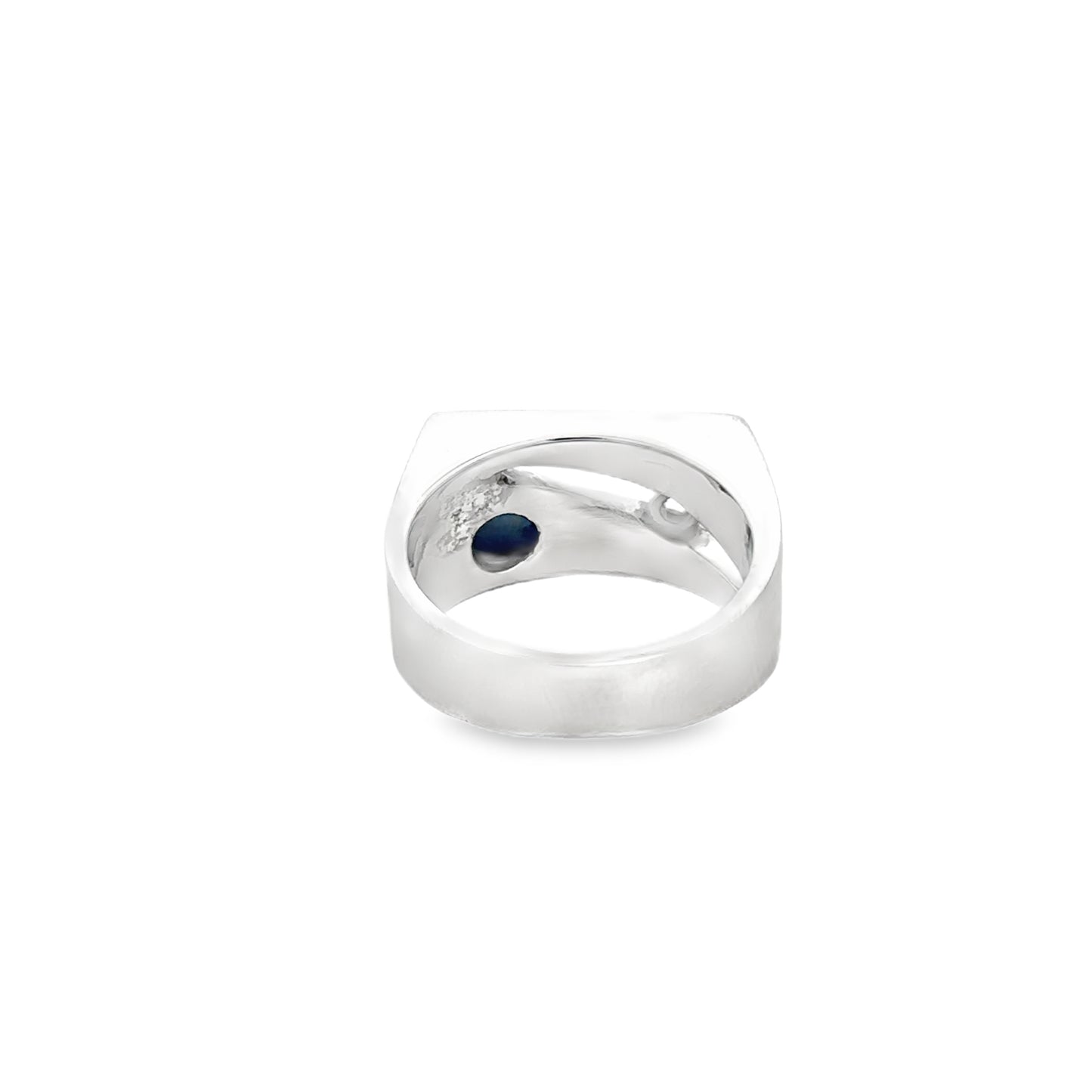14kt white solid gold ring with diamond and lindy blue star