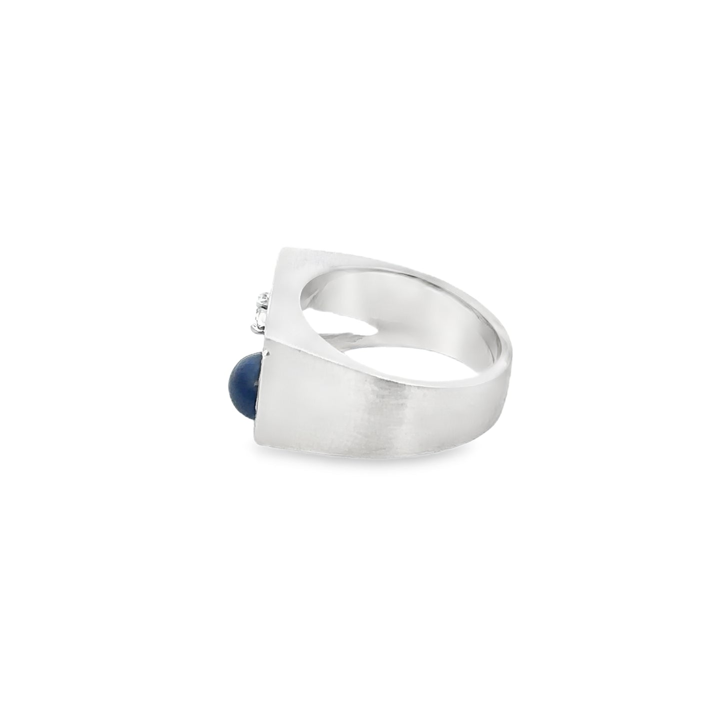 14kt white solid gold ring with diamond and lindy blue star