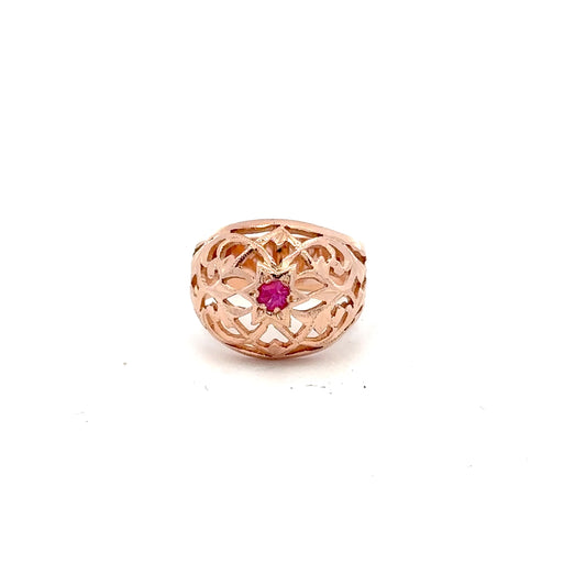14kt yellow solid gold vintage ring with ruby