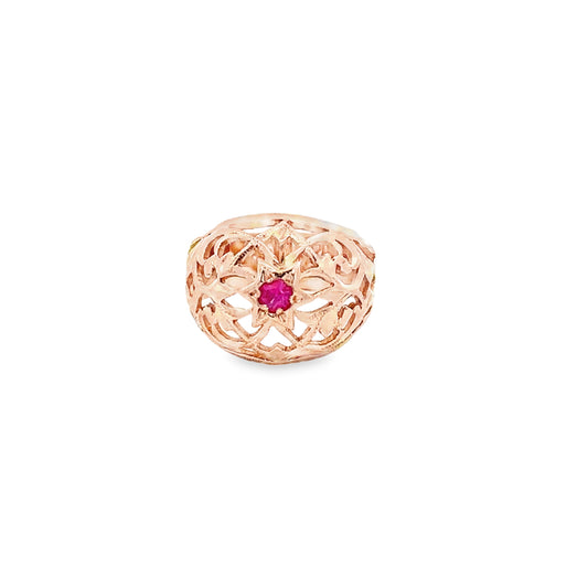 14kt yellow solid  gold   vintage ring with ruby