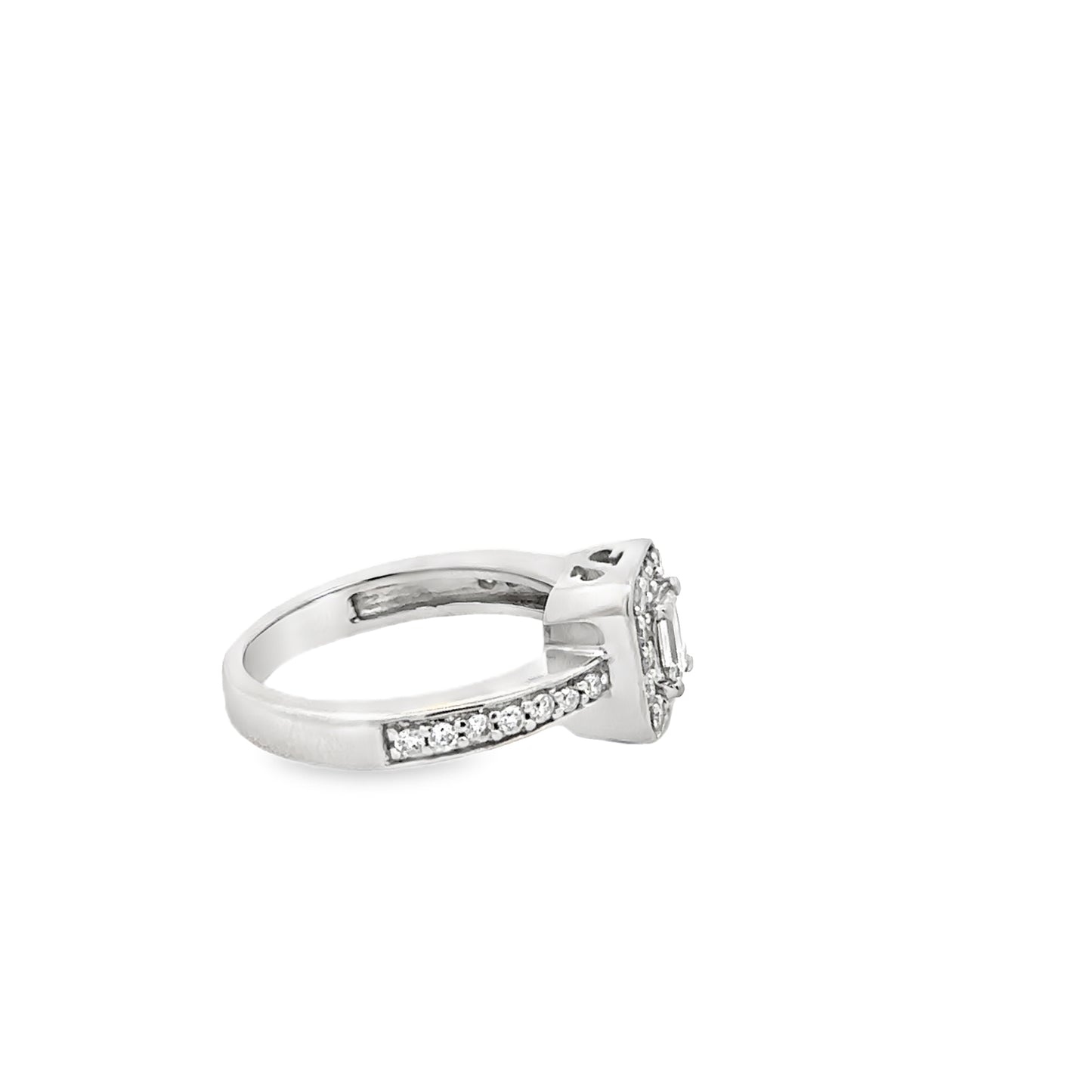 14kt white gold Vintage emerald Cut engagement ring