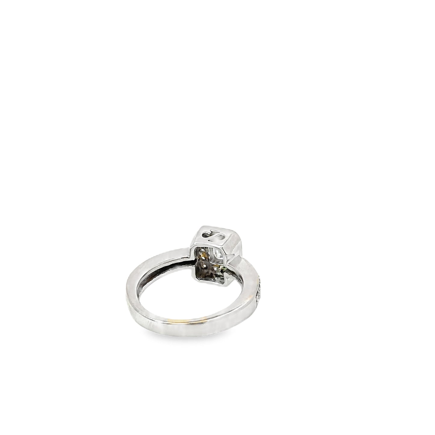 14kt white gold Vintage emerald Cut engagement ring