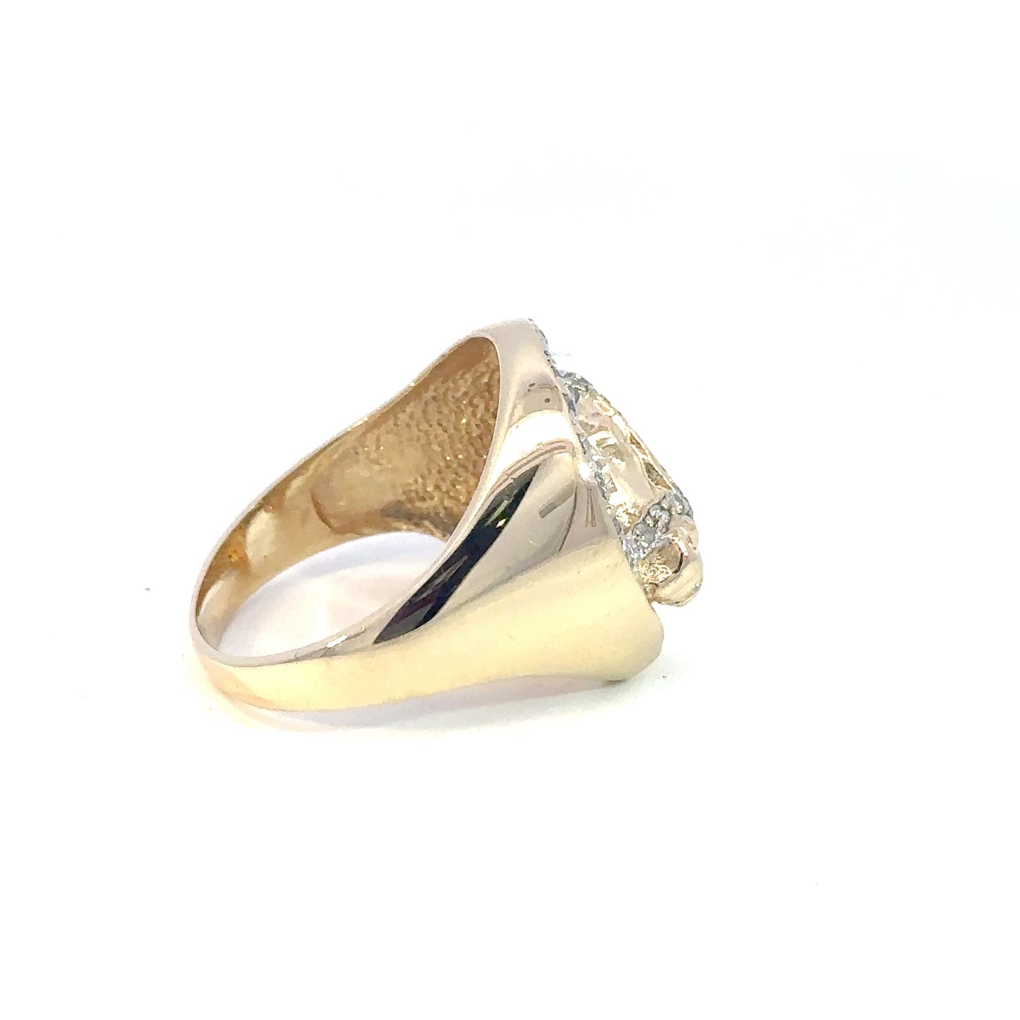14KT Yellow Solid Gold Ring Horseshoe Horse Head/Diamond