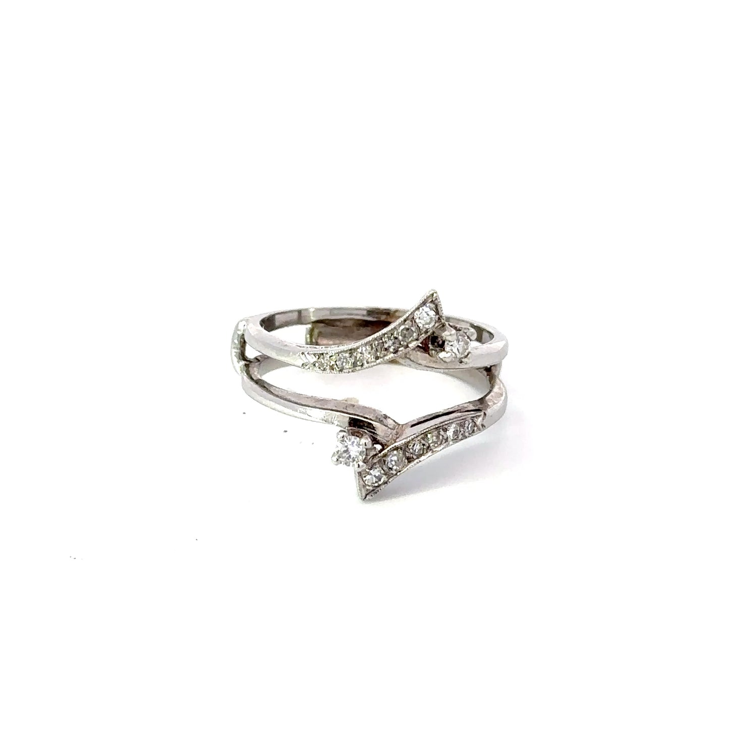 14kt white gold diamond insert vintage ring
