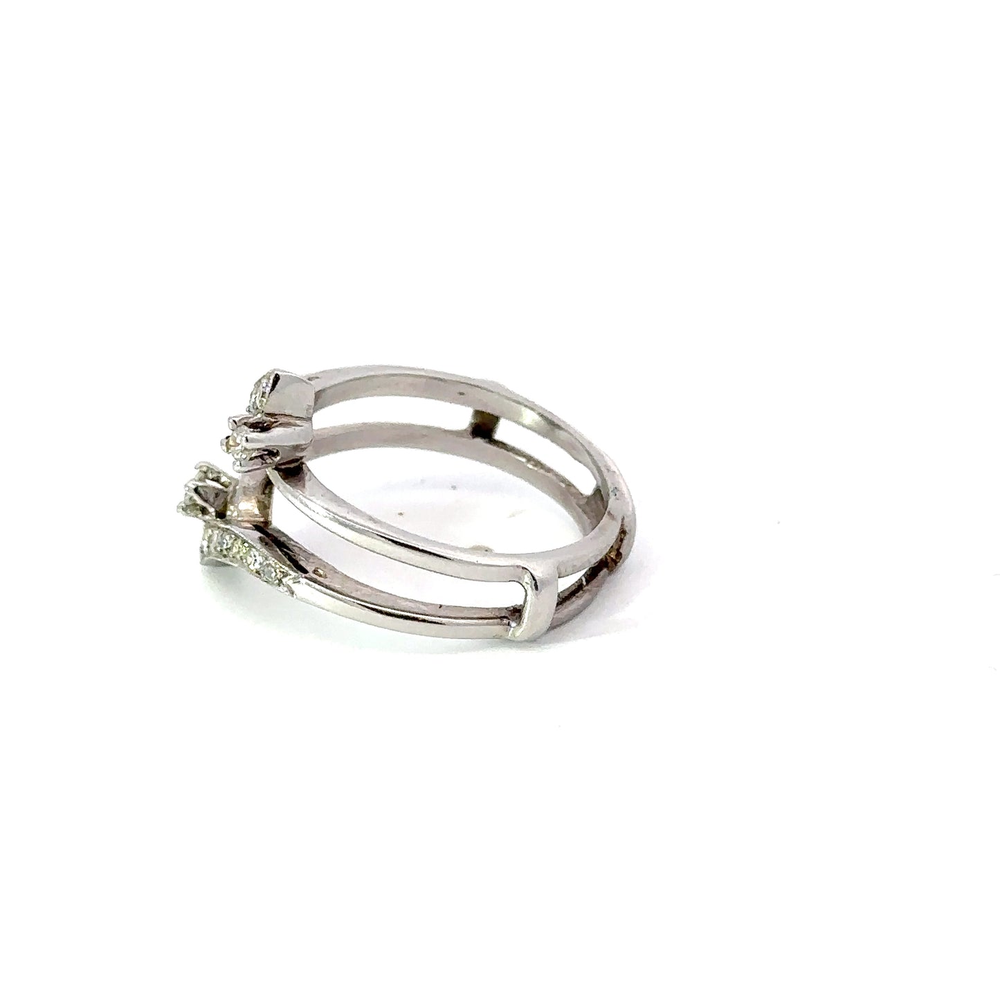 14kt white gold diamond insert vintage ring