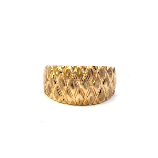 14kt yellow solid gold wide dome ring